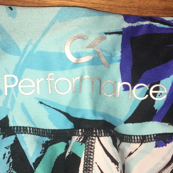 CALVIN KLEIN Performance Palm Leaf Leggings in blue and teal hues. Size Medium. - Picture 7 of 16